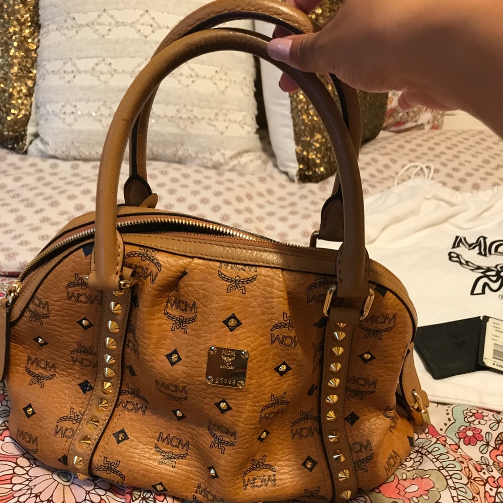 MCM Brown Funk & Rock Canvas &Leather Boston bag